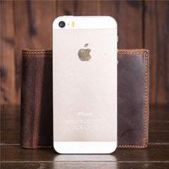 Cool Leather Mens Small Wallet billfold Trifold Wallet Front Pocket Wallet for Men - imessengerbags