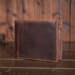 Cool Leather Mens Small Wallet billfold Trifold Wallet Front Pocket Wallet for Men - imessengerbags