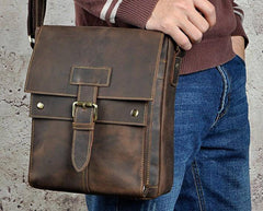 Cool Retro Leather Mens Tablet Messenger Bag Small Side Bag Messenger Bag For Men