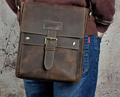 Cool Retro Leather Mens Tablet Messenger Bag Small Side Bag Messenger Bag For Men