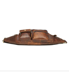 Cool Brown LEATHER MENS FANNY PACK BUMBAG Vintage WAIST BAGS FOR MEN - imessengerbags