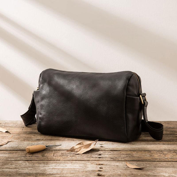 Cool Small Leather Black Mens Messenger Bags Shoulder Bags  for Men - imessengerbags