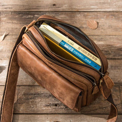 Cool Small Leather Mens Messengers Bag Shoulder Bag for Men