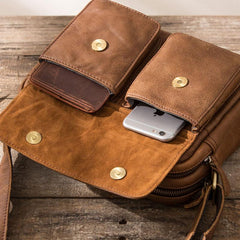 Cool Small Leather Mens Messengers Bag Shoulder Bag for Men