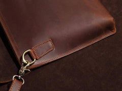 Cool Vintage Dark Brown Leather Mens Courier Bags Small Side Bags Messenger Bag For Men