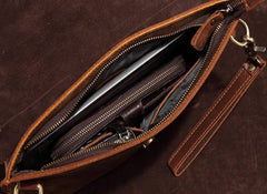 Cool Vintage Dark Brown Leather Mens Courier Bags Small Side Bags Messenger Bag For Men