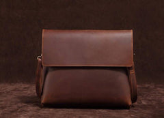 Cool Vintage Dark Brown Leather Mens Courier Bags Small Side Bags Messenger Bag For Men