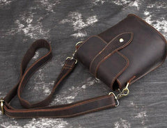 Cool Vintage Brown Leather Mens Tablet Messenger Bag Small Side Bag Messenger Bags For Men - imessengerbags