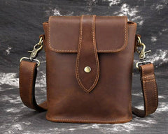 Cool Vintage Brown Leather Mens Tablet Messenger Bag Small Side Bag Messenger Bags For Men - imessengerbags