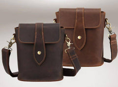 Cool Vintage Brown Leather Mens Tablet Messenger Bag Small Side Bag Messenger Bags For Men - imessengerbags