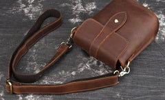 Cool Vintage Brown Leather Mens Tablet Messenger Bag Small Side Bag Messenger Bags For Men - imessengerbags