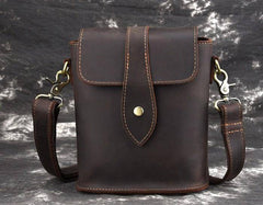 Cool Vintage Brown Leather Mens Tablet Messenger Bag Small Side Bag Messenger Bags For Men - imessengerbags