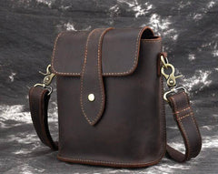Cool Vintage Brown Leather Mens Tablet Messenger Bag Small Side Bag Messenger Bags For Men - imessengerbags