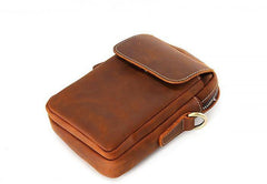 Cool Vintage Dark Brown Leather Mens Belt Pouch Small Side Bag Messenger Bag For Men - imessengerbags