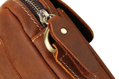 Cool Vintage Dark Brown Leather Mens Belt Pouch Small Side Bag Messenger Bag For Men - imessengerbags