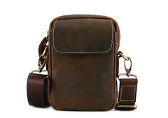 Cool Vintage Dark Brown Leather Mens Belt Pouch Small Side Bag Messenger Bag For Men - imessengerbags