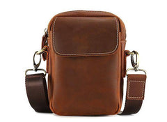 Cool Vintage Dark Brown Leather Mens Belt Pouch Small Side Bag Messenger Bag For Men - imessengerbags