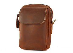 Cool Vintage Dark Brown Leather Mens Belt Pouch Small Side Bag Messenger Bag For Men - imessengerbags