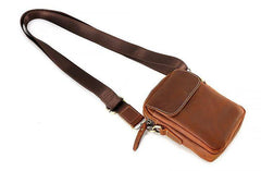 Cool Vintage Dark Brown Leather Mens Belt Pouch Small Side Bag Messenger Bag For Men - imessengerbags