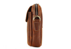 Cool Vintage Dark Brown Leather Mens Belt Pouch Small Side Bag Messenger Bag For Men - imessengerbags