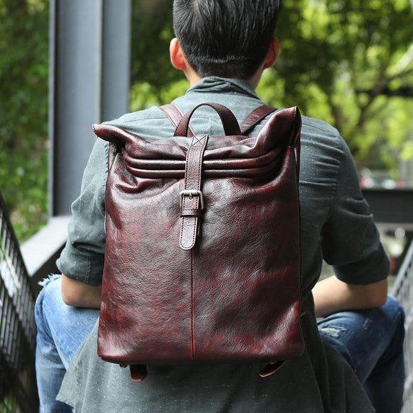 Cool Vintage Leather Mens Backpack Travel Backpack Laptop Backpacks for men - imessengerbags