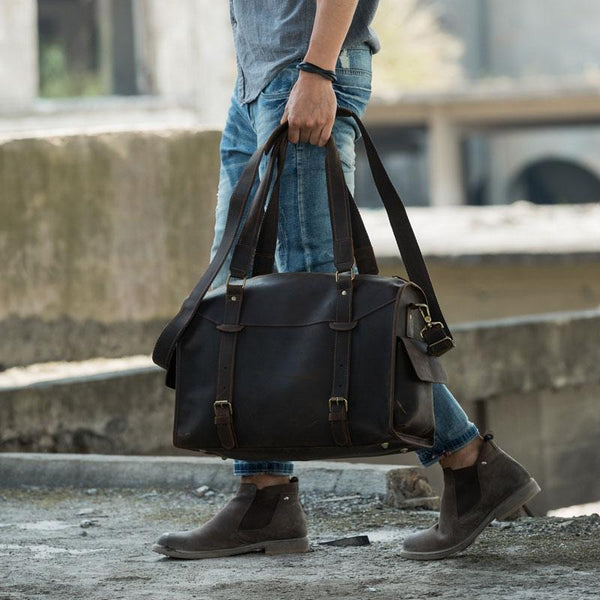 Cool Vintage Leather Mens Weekender Bag Travel Bags Shoulder Bags for men