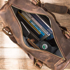Cool Vintage Leather Mens Weekender Bag Travel Bags Shoulder Bags for men - imessengerbags