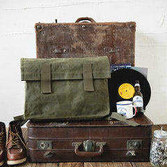 Cool Waxed Canvas Mens Green Military Courier Bag Postman Bag Backpack Large Side Bag For Men - imessengerbags