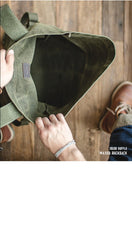 Cool Waxed Canvas Mens Green Military Courier Bag Postman Bag Backpack Large Side Bag For Men - imessengerbags