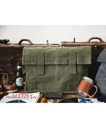 Cool Waxed Canvas Mens Green Military Courier Bag Postman Bag Backpack Large Side Bag For Men - imessengerbags