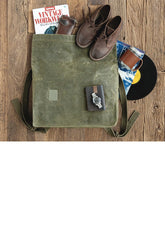 Cool Waxed Canvas Mens Green Military Courier Bag Postman Bag Backpack Large Side Bag For Men - imessengerbags