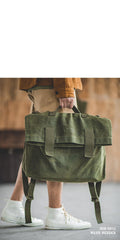 Cool Waxed Canvas Mens Green Military Courier Bag Postman Bag Backpack Large Side Bag For Men - imessengerbags