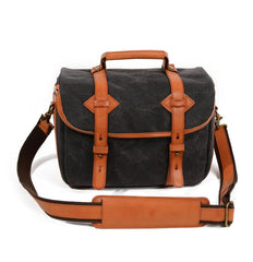 Cool Waxed Canvas Leather Mens Casual Messenger Bag DSLR Camera Bag Side Bag For Men - imessengerbags