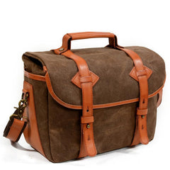 Cool Waxed Canvas Leather Mens Casual Messenger Bag DSLR Camera Bag Side Bag For Men - imessengerbags