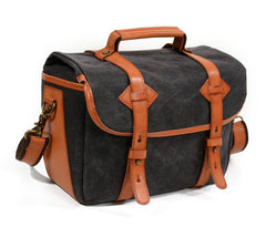 Cool Waxed Canvas Leather Mens Casual Messenger Bag DSLR Camera Bag Side Bag For Men - imessengerbags