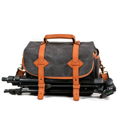 Cool Waxed Canvas Leather Mens Casual Messenger Bag DSLR Camera Bag Side Bag For Men - imessengerbags