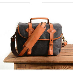 Cool Waxed Canvas Leather Mens Casual Messenger Bag DSLR Camera Bag Side Bag For Men - imessengerbags