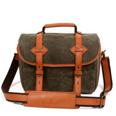 Cool Waxed Canvas Leather Mens Casual Messenger Bag DSLR Camera Bag Side Bag For Men - imessengerbags