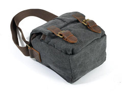 Cool Waxed Canvas Leather Mens Casual Waterproof Small Side Bag SLR Camera Bag Side Bag For Men - imessengerbags