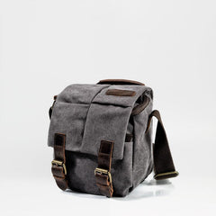 Cool Waxed Canvas Leather Mens Casual Waterproof Small Side Bag SLR Camera Bag Side Bag For Men - imessengerbags