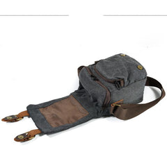 Cool Waxed Canvas Leather Mens Casual Waterproof Small Side Bag SLR Camera Bag Side Bag For Men - imessengerbags