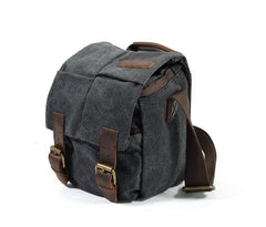 Cool Waxed Canvas Leather Mens Casual Waterproof Small Side Bag SLR Camera Bag Side Bag For Men - imessengerbags