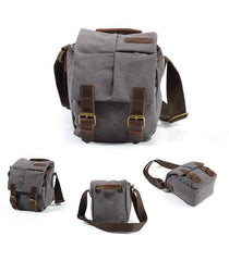 Cool Waxed Canvas Leather Mens Casual Waterproof Small Side Bag SLR Camera Bag Side Bag For Men - imessengerbags