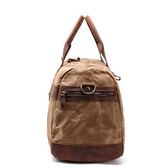 Cool Waxed Canvas Leather Mens Black Waterproof Travel Weekender Bag Duffle Bag for Men - imessengerbags