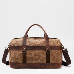 Cool Waxed Canvas Leather Mens Black Waterproof Travel Weekender Bag Duffle Bag for Men - imessengerbags