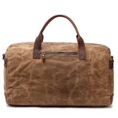 Cool Waxed Canvas Leather Mens Black Waterproof Travel Weekender Bag Duffle Bag for Men - imessengerbags