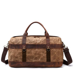 Cool Waxed Canvas Leather Mens Black Waterproof Travel Weekender Bag Duffle Bag for Men - imessengerbags