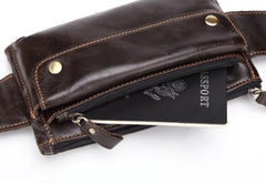 Cool Dark Brown LEATHER MENS FANNY PACK FOR MEN Belt Pouch BUMBAG WAIST BAG - imessengerbags