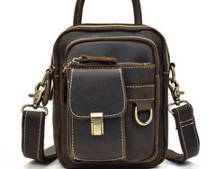 Cool Black Coffee Leather Men Vintage Mini Handbag Small Shoulder Bags Messenger Bag For Men