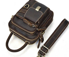 Cool Black Coffee Leather Men Vintage Mini Handbag Small Shoulder Bags Messenger Bag For Men